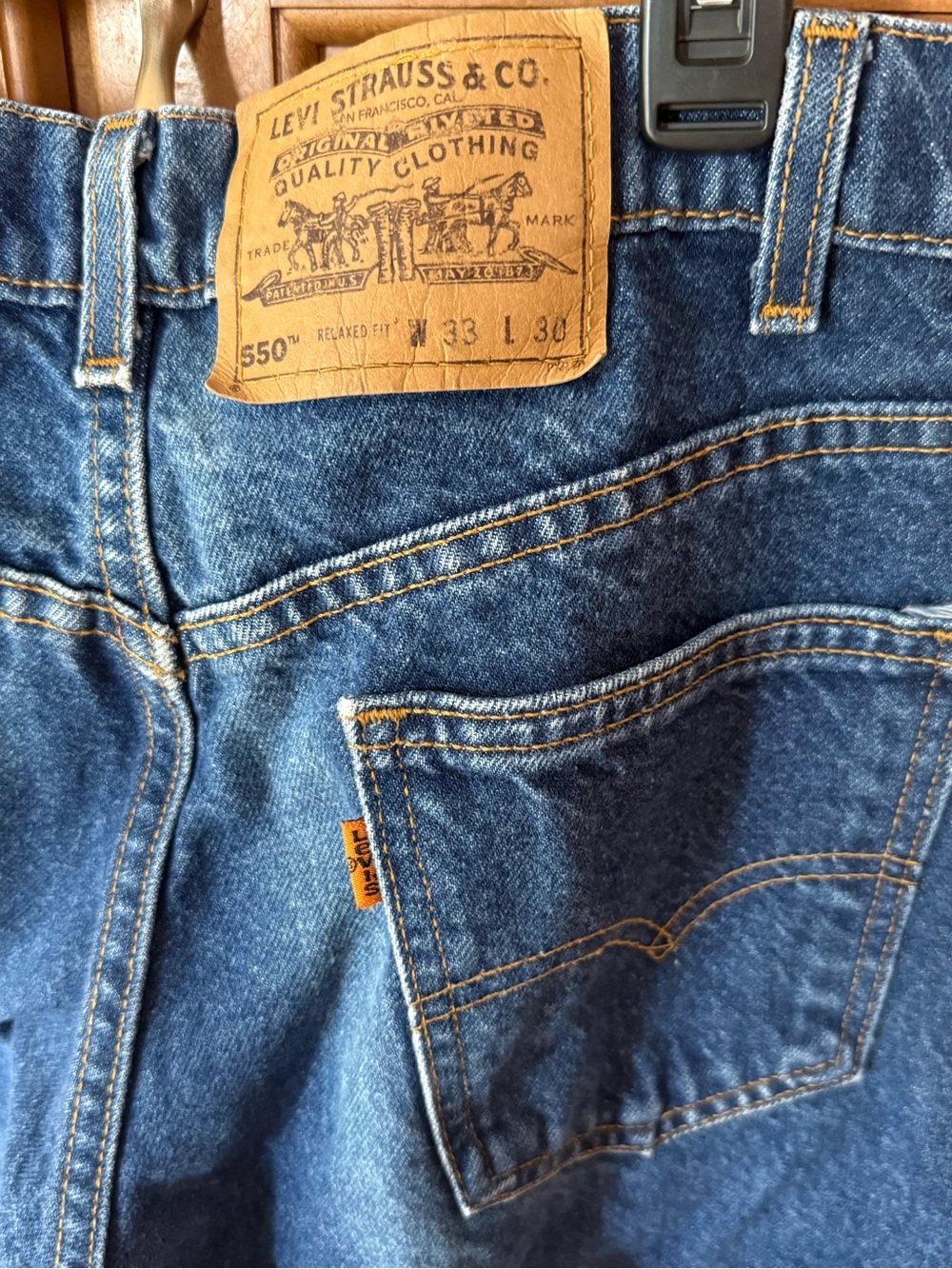 Vintage Levi's 550 33x32 Made in USA 90s Orange tab